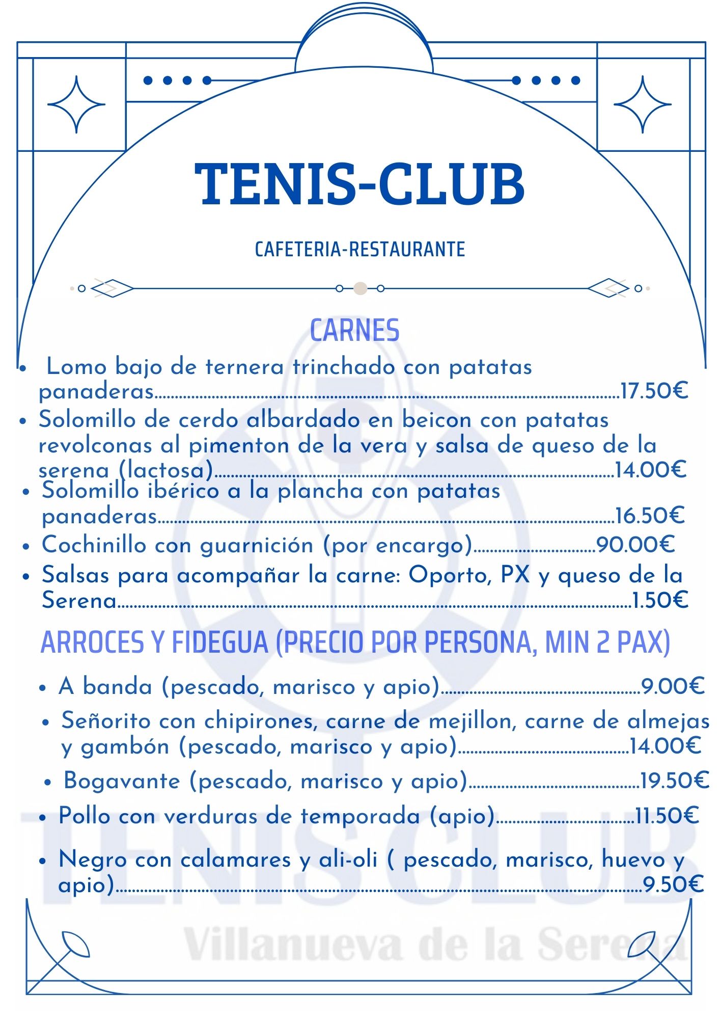 Carta de Cafetería-RESTAURANTE TENIS-CLUB en Villanueva de la serena, Badajoz — página 4
